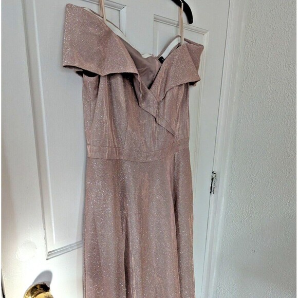 Xscape Off-Shoulder Glitter Gown - Picture 4 of 9